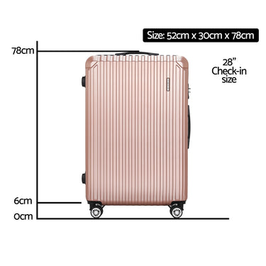 Wanderlite 28'' Luggage Travel Suitcase Set TSA Carry On Hard Case Rose Gold